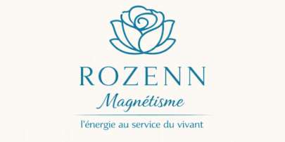 Logo du site : image de rose et nom du site, Rozenn magnétiseur